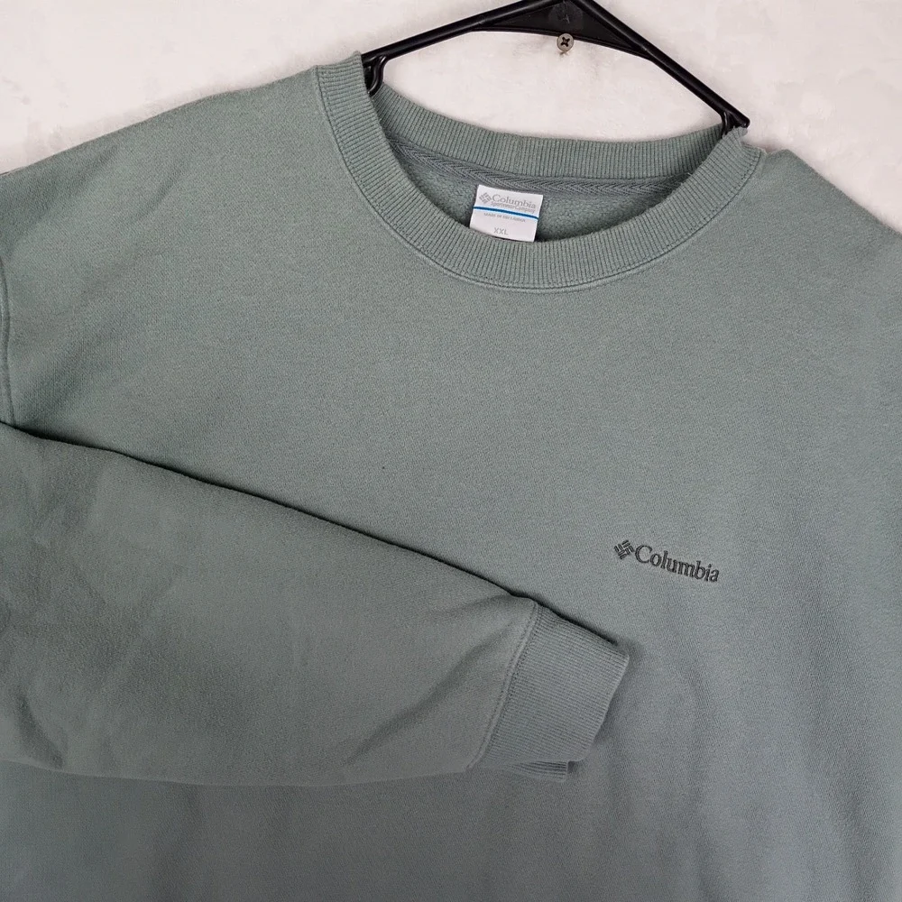 Columbia Sportswear Mens XXL Sage Green Crewneck Sweatshirt Fleece Pullover Logo